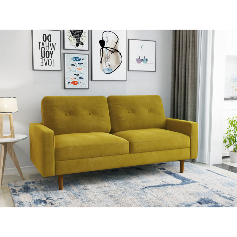 70'' Velvet Sofa, Goldenrod Velvet