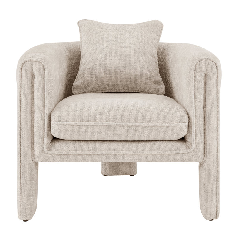 Jalesa Upholstered Barrel Chair, Beige Polyester, Beige