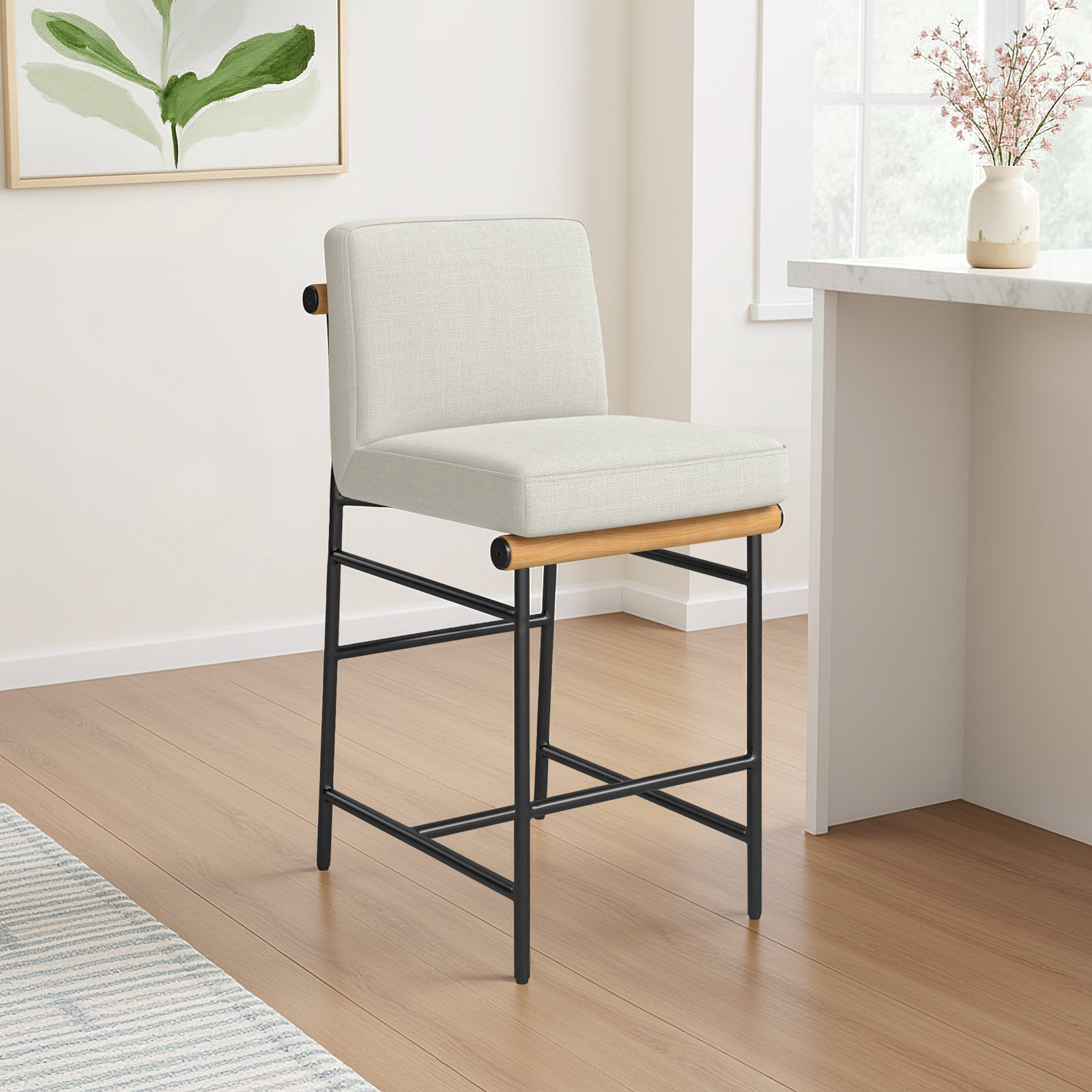 Baltz 26" Counter Stool, Effie Linen Performance Linen