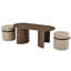 Ensemble de table basse ovale en bois avec 2 poufs gigognes