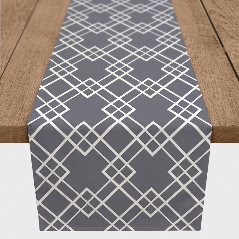 Chemin de table rectangulaire en polyester Aderita, L 90 po x P 16 po, Gris foncé