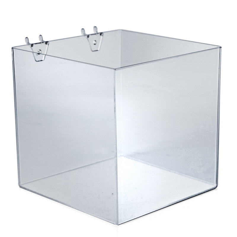 Clear Acrylic Medium Cube Bin for Pegboard or Slatwall