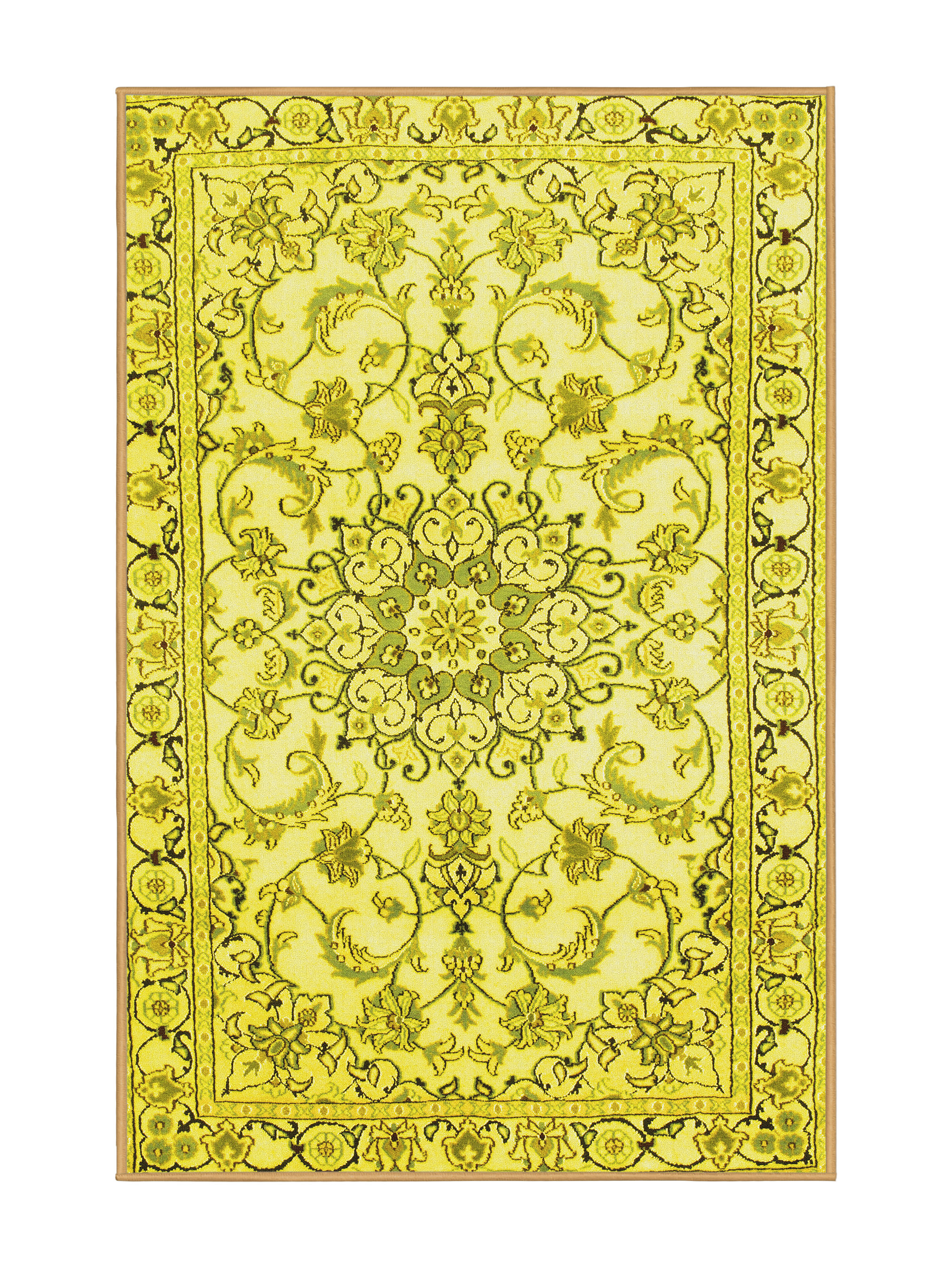 Canora Grey Traditional 1177 Yellow Machine Washable Area Rugs ...