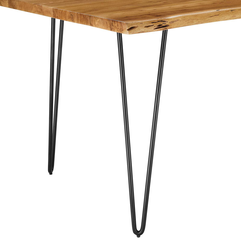 Ardor 60" Live Edge Acacia Wood Dining Table with Black Metal Legs