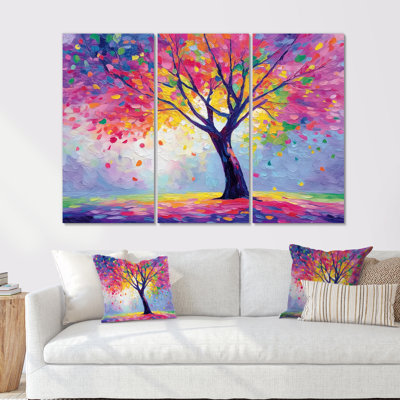 Vibrant Tree Of Life Forest  - Tree Large Wall Art Print Set