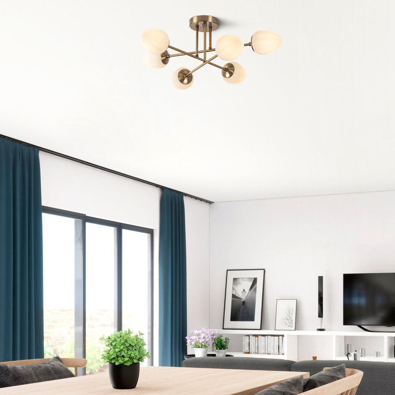 Plafonnier semi-encastré 31,89 po 6 lumières Belle Haven, Doré