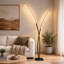 Lampe sur pied moderne à DEL de 80 po en métal, éclairage 3 couleurs, intensité variable en continu, base en marbre