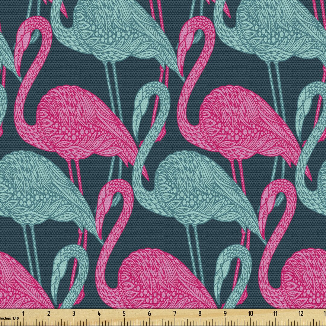 Gewebe als Meterware, Bicolor Exotischer Vogel, Flamingo, Dunkle Teal Rosa