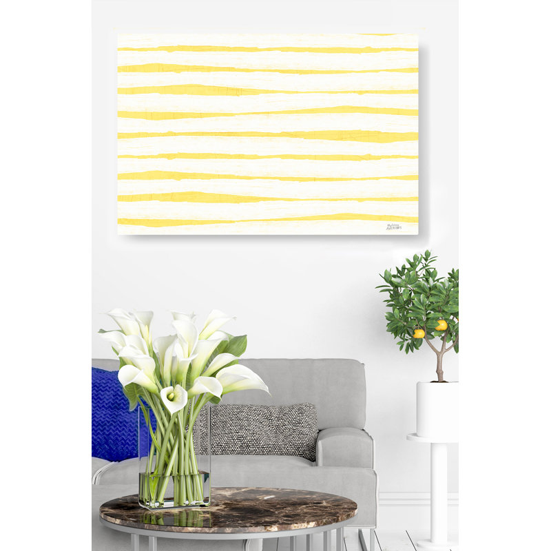 Yellow Stripes, Pattern, On White, Abstact, 16" H x 24" W x 1.5" D