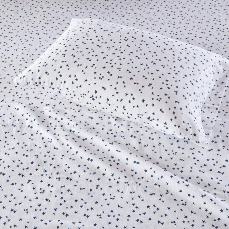 Cozy Soft 100% Cotton Flannel Sheet Set, Queen Sheet Case Pack with Fitted Sheet, Blue Penguins