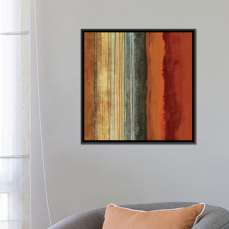 « bordures », impression sur toile, H 18 po x l 18 po x P 1,5 po, Toile encadrée noire, Pas de tapis