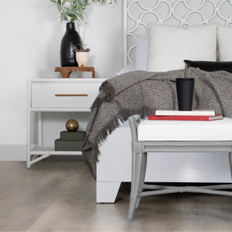 Malacca Upholstered Bench, Orange Slice