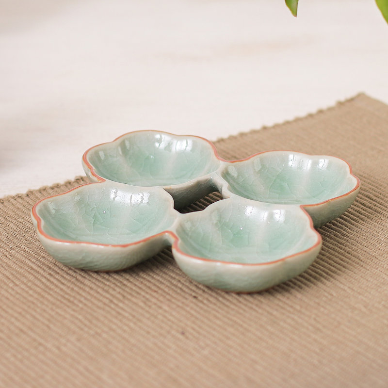  Handmade Lotus Treats Celadon Ceramic Appetizer Plate