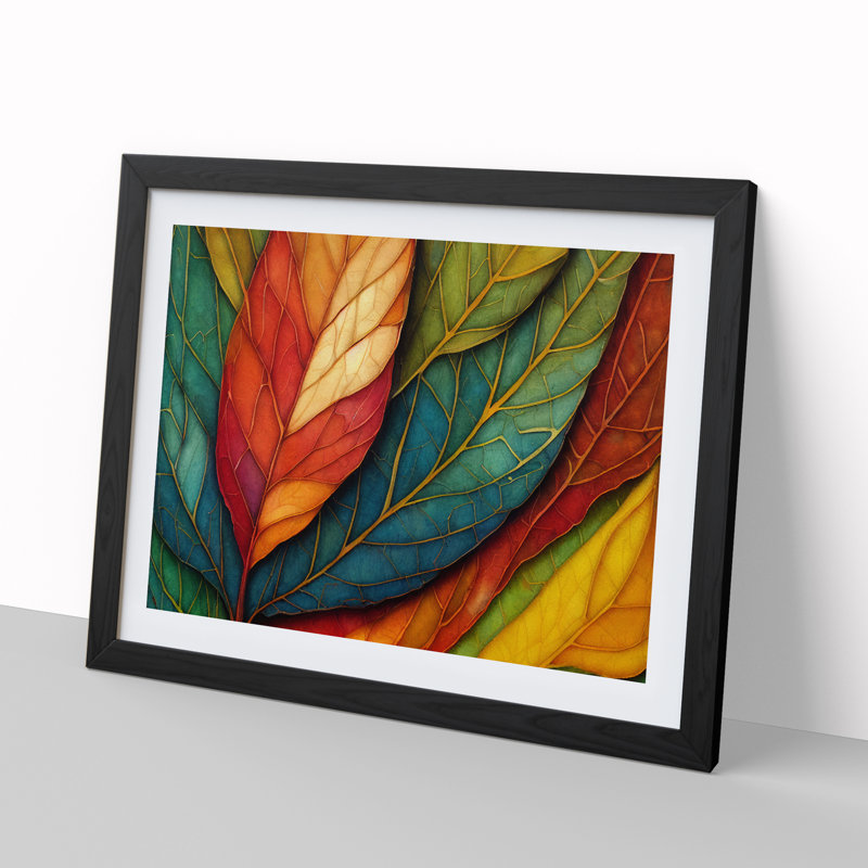 Leaf Layers - Single Picture Frame Print, Black, 34cm H x 46cm W x 2cm D