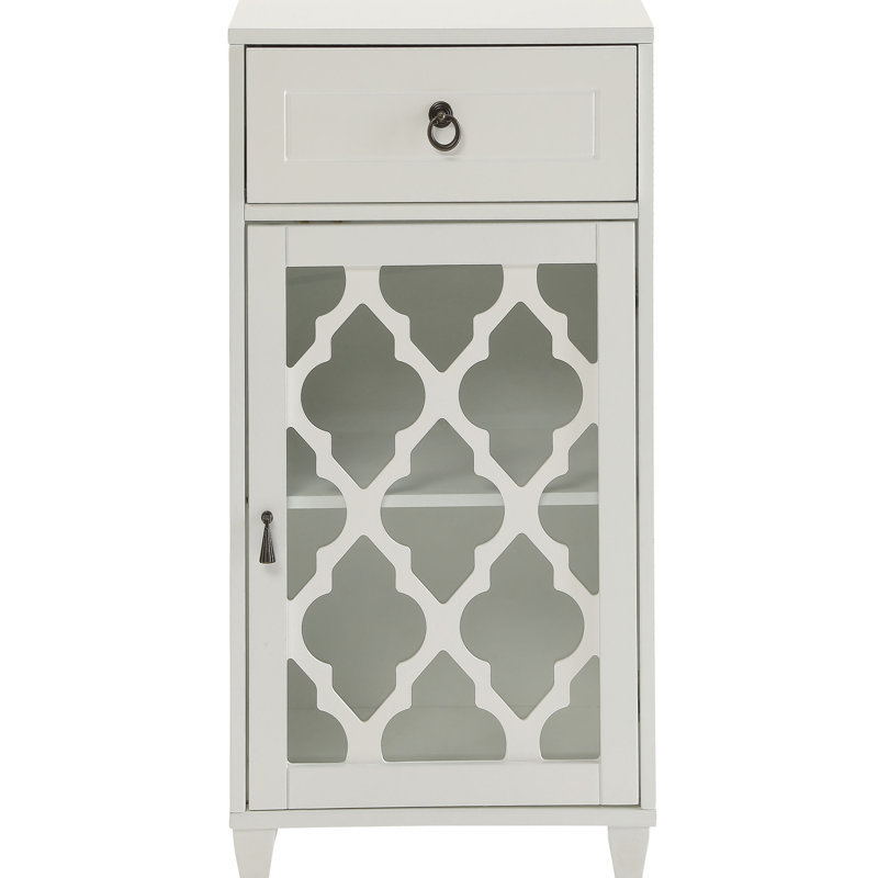 Table d'appoint blanche avec tiroir efficace et porte en verre saisissante