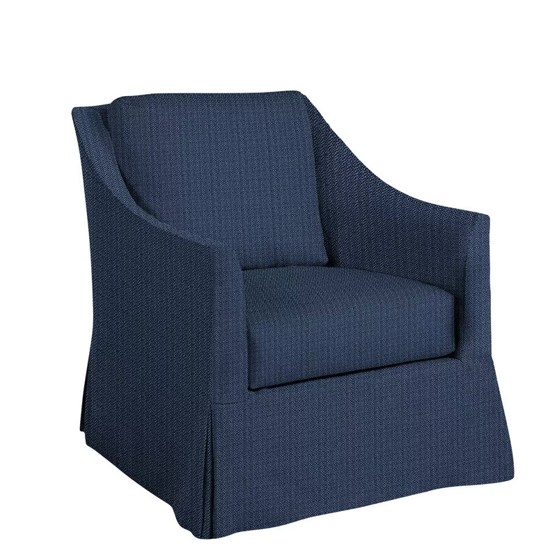 Baldwin Outdoor Swivel Lounge Chair, Grid Cloth Indigo/Sea Foam