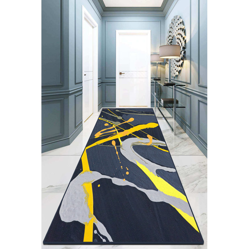 Luxurious Hall Carpet, 3.3 x 4.9 Feet, 100% Polyester, 0.4 in Pile Height | Antibacterial, Non-Slip Underside, Machine Washable | Perfect for Entryways & Living Rooms, Durable & Easy to Maintain