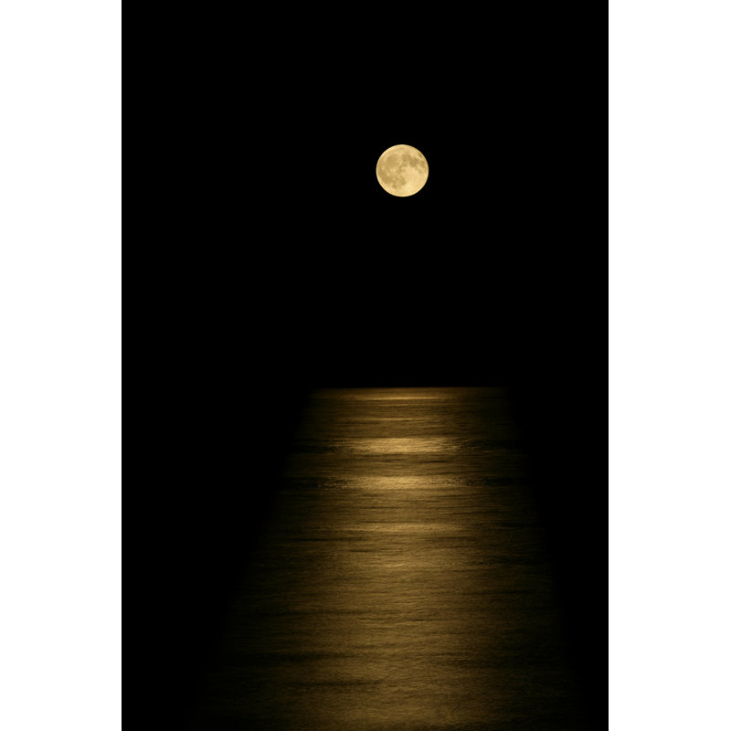 Full Moon over the Sea 1 Piece Wrapped Canvas Wall Art, 30cm H x 20cm W