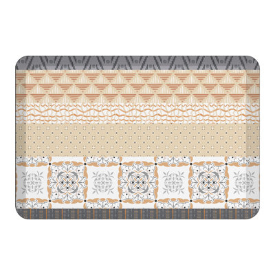 Peaceful Elegance Striped and Floral Water Resistant Anti Fatigue Non-Skid Kitchen Mat