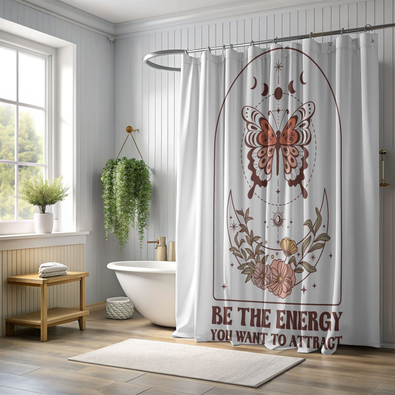 Rideau de douche 1 pièce Boho Energy, H 74 po x l 71 po