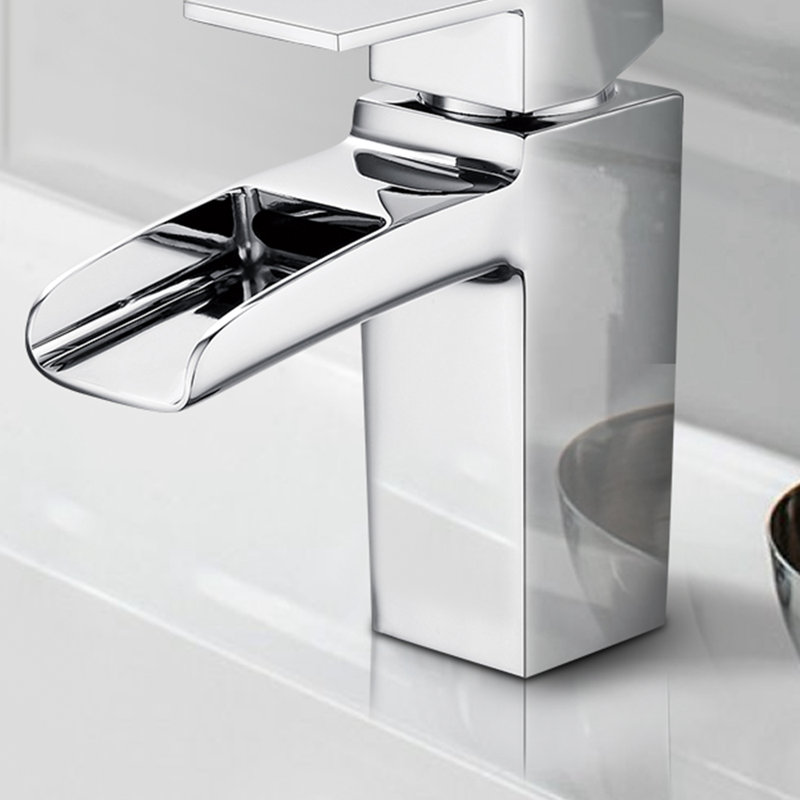 Single Handle Single Hole Bathroom Sink Faucet Waterfall Bathroom Sink Faucet, Chrome