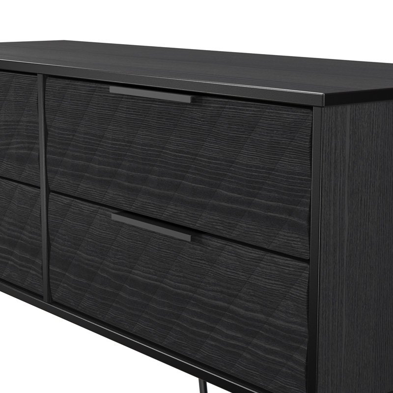 Talita 115 cm W Chest of 4 Drawers, Black