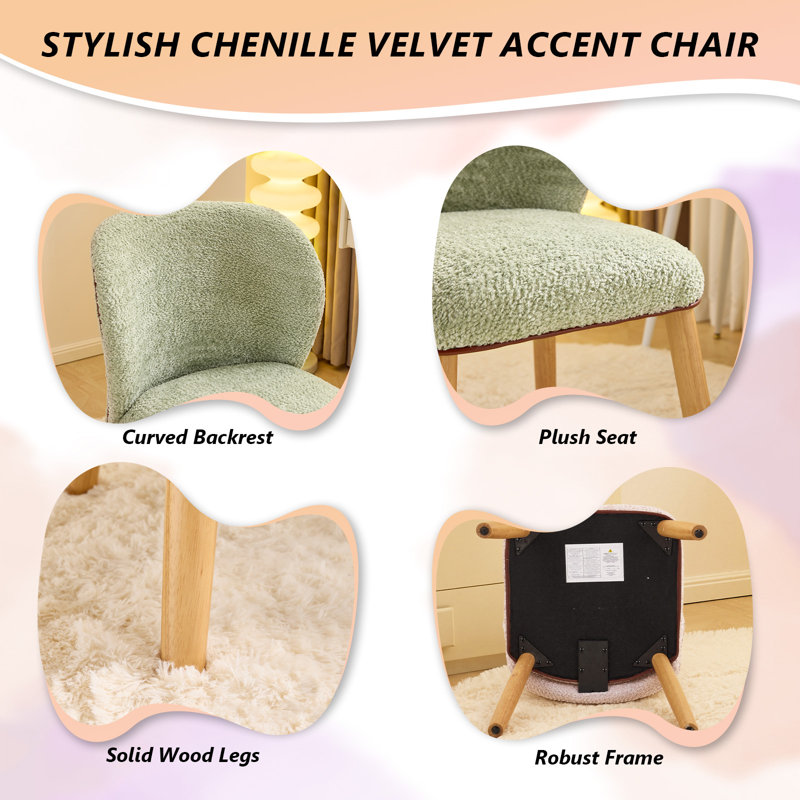 Chaise d'appoint moderne à dossier courbé, Vert
