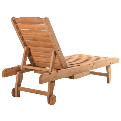 Chaise en bois avec table inclinable et table intégrée, chaise longue près de la piscine en bois rouge, style Wood