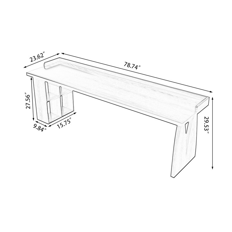 86.61"Light walnut Rectangular Solid Wood desks, 29.53" H x 78.74" W x 23.62" D