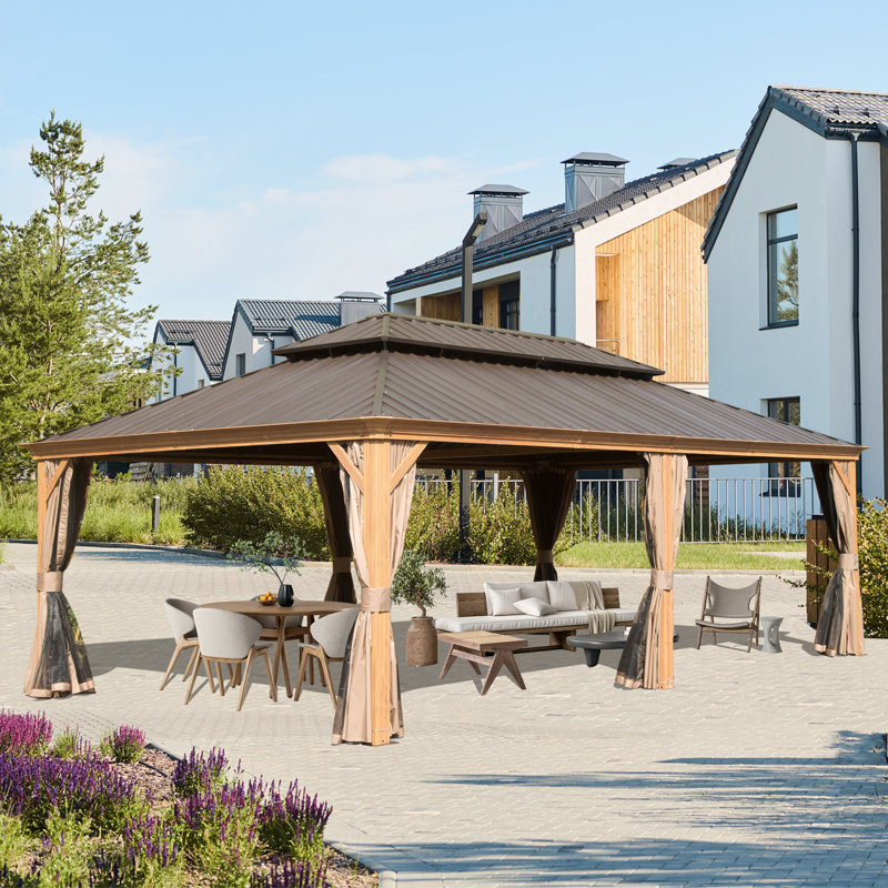 24 Ft. W x 14 Ft. D Aluminum Barrel Gazebo