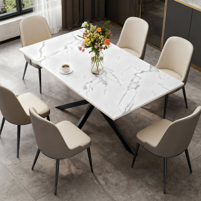 Table de salle à manger extensible de style campagnard (160 à 200 cm), table de cuisine pour 6 à 10 personnes idéale pour les petits espaces, blanche