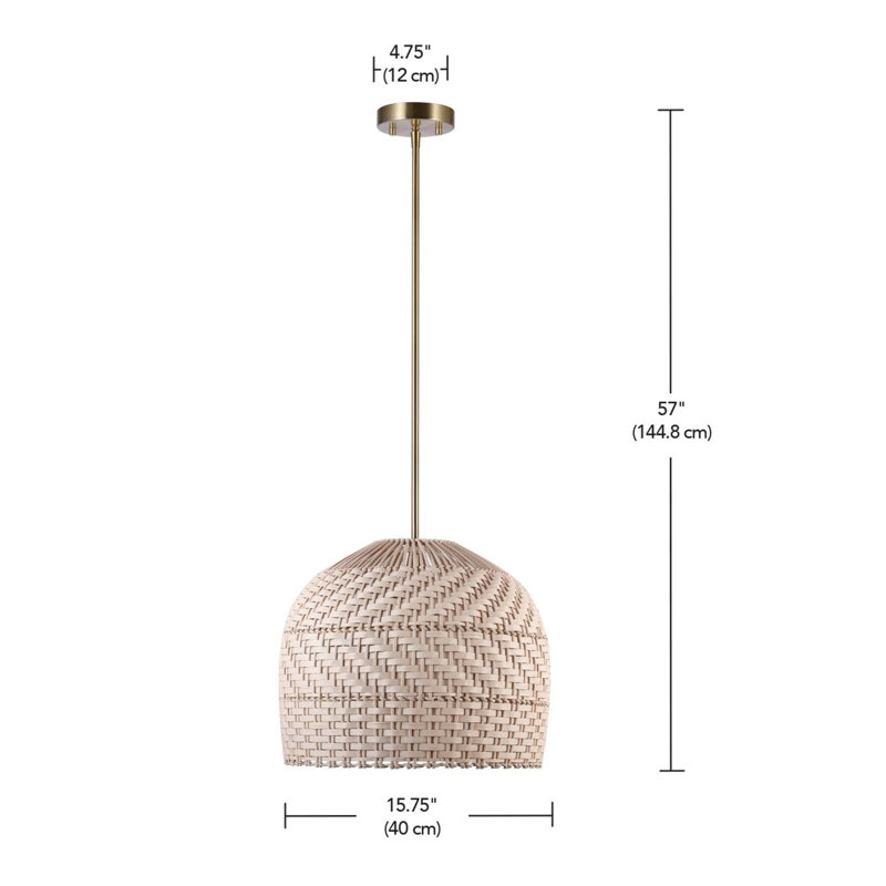 2-Light Matte Brass Convertible Chandelier with Cream Rattan and Bamboo Shade