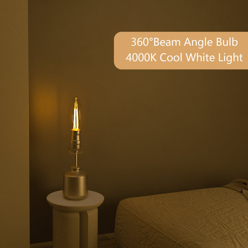 4 Watt (40 Watt Equivalent), B10 LED, Dimmable Light Bulb, Warm White Base E12/Candelabra Base, 4000