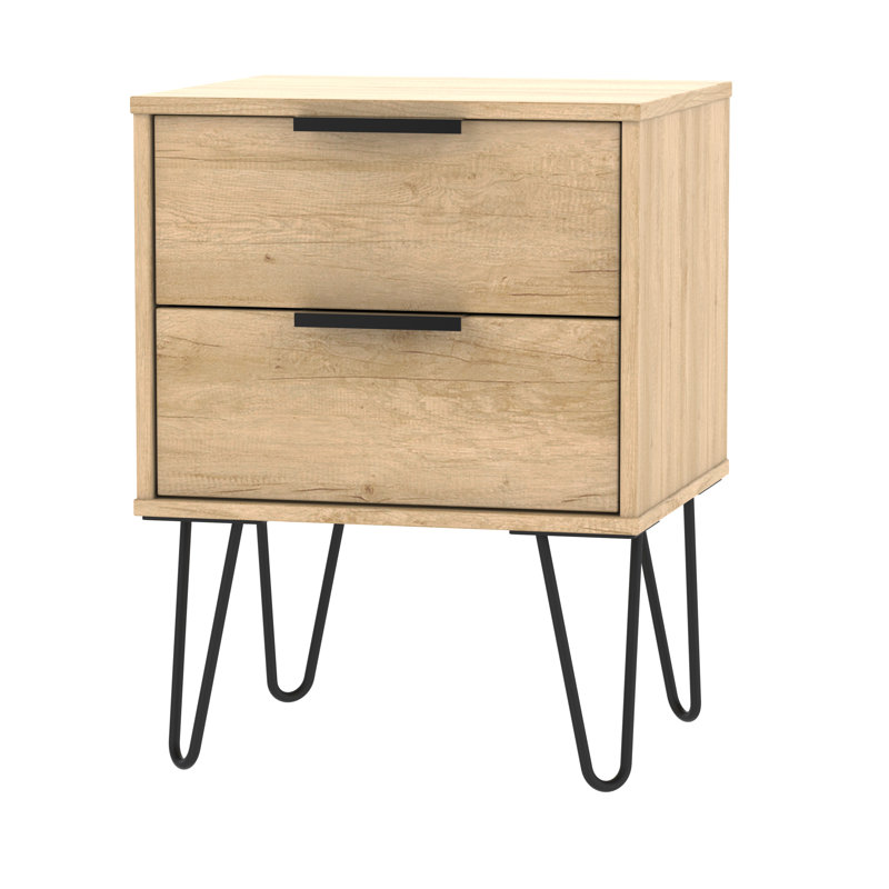 Fully Assembled Berryhill 2 Drawer Bedside Table