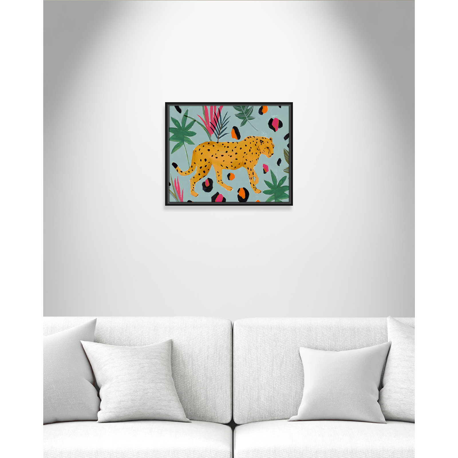 Nyles "Walking Cheetah II" Painting by Isabelle Z, 17.5" H x 21.5" W x 2" D, Black Framed Canvas