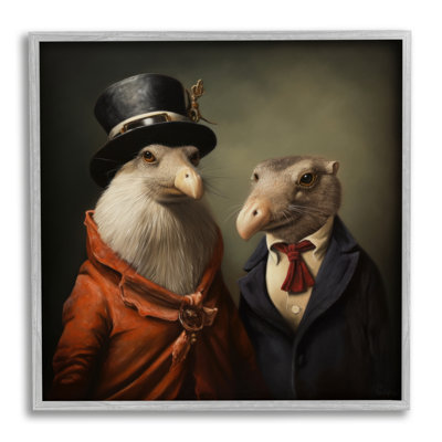 Ba-921 - Couple d'animaux encadrés, mode rétro, impression sur bois