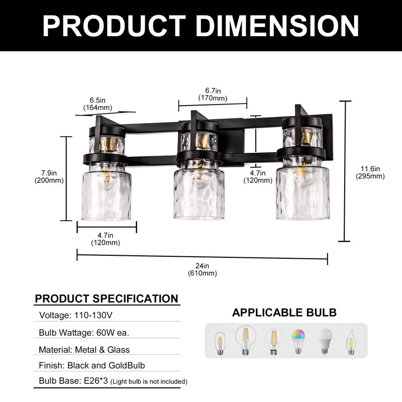Adwait 3 - Light Dimmable Vanity Light