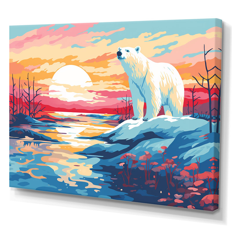 «Sunrise Bear», art mural, Toile tendue, H 34 po x l 44 po x P 1,5 po
