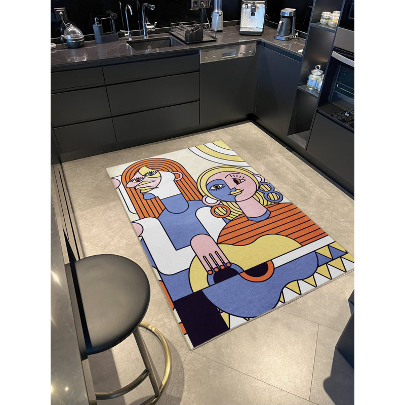 Tapis décoratif multicolore à motif de peinture d'artiste et d'artiste, Rectangle 4 pi 11,06 po x 9 pi 10,11 po