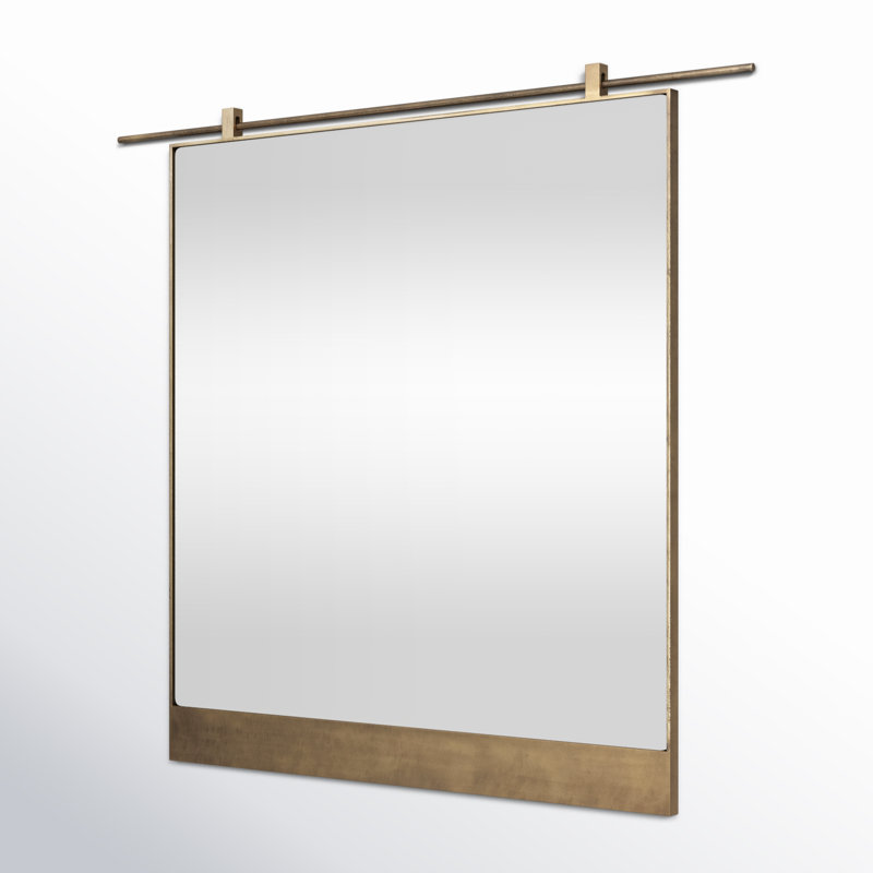 Chico Flat Metal Wall Mirror, 45" x 50", Antique Brass