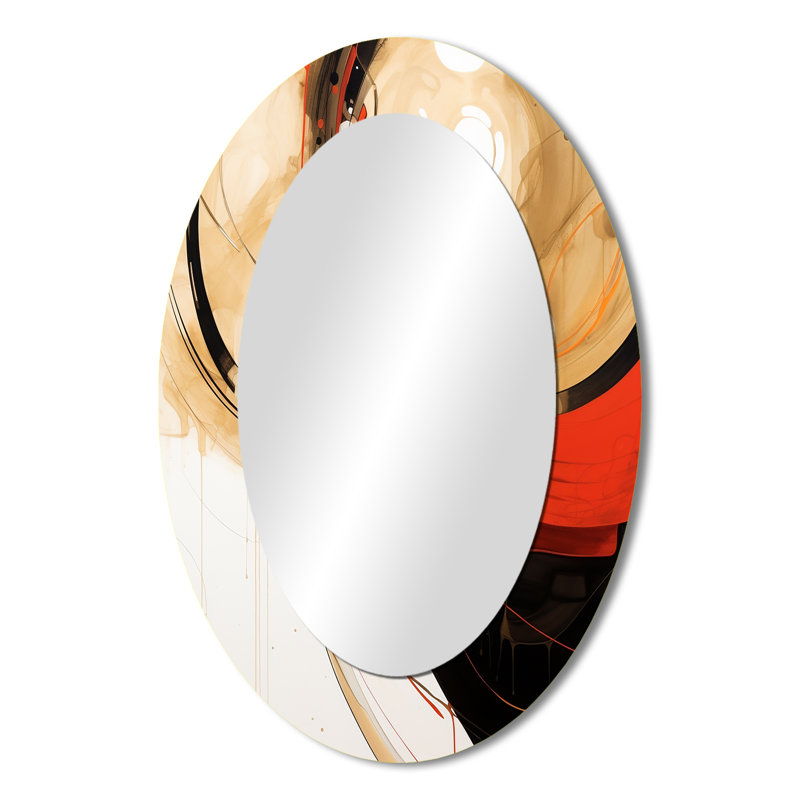Conversations de la Terre - Formes dynamiques V - Miroir mural ovale moderne noir, 36 po x 24 po