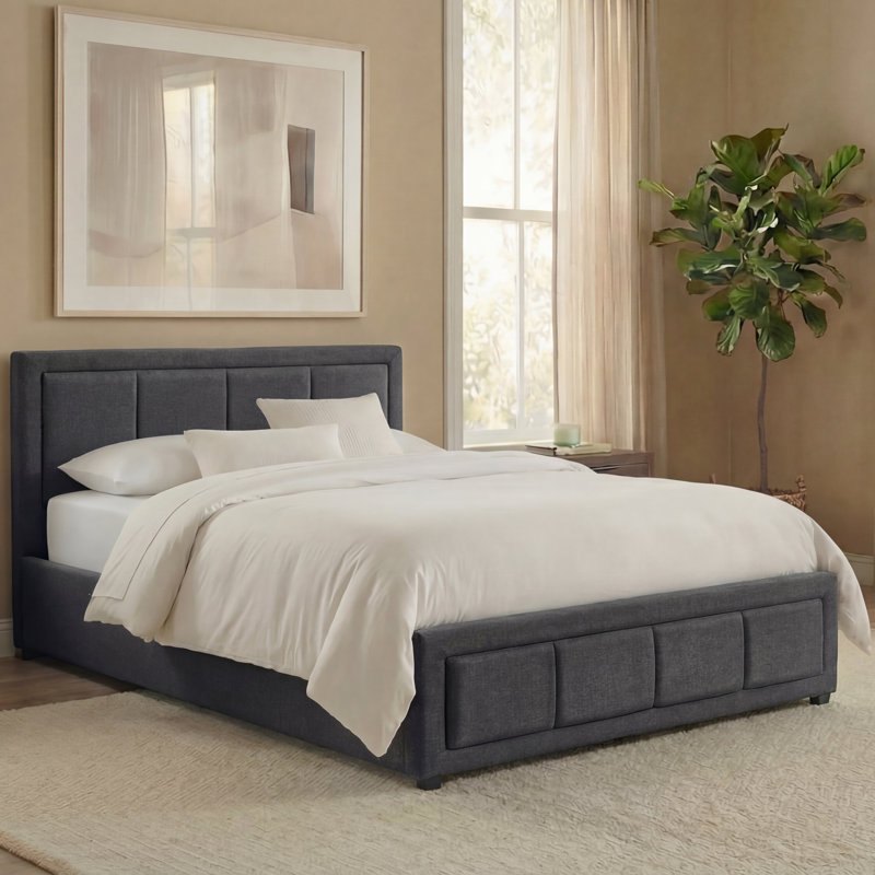 Ottoman Fabric Lift Up Storage Bed , UKFR Certified, Double (4'6), Dark Grey