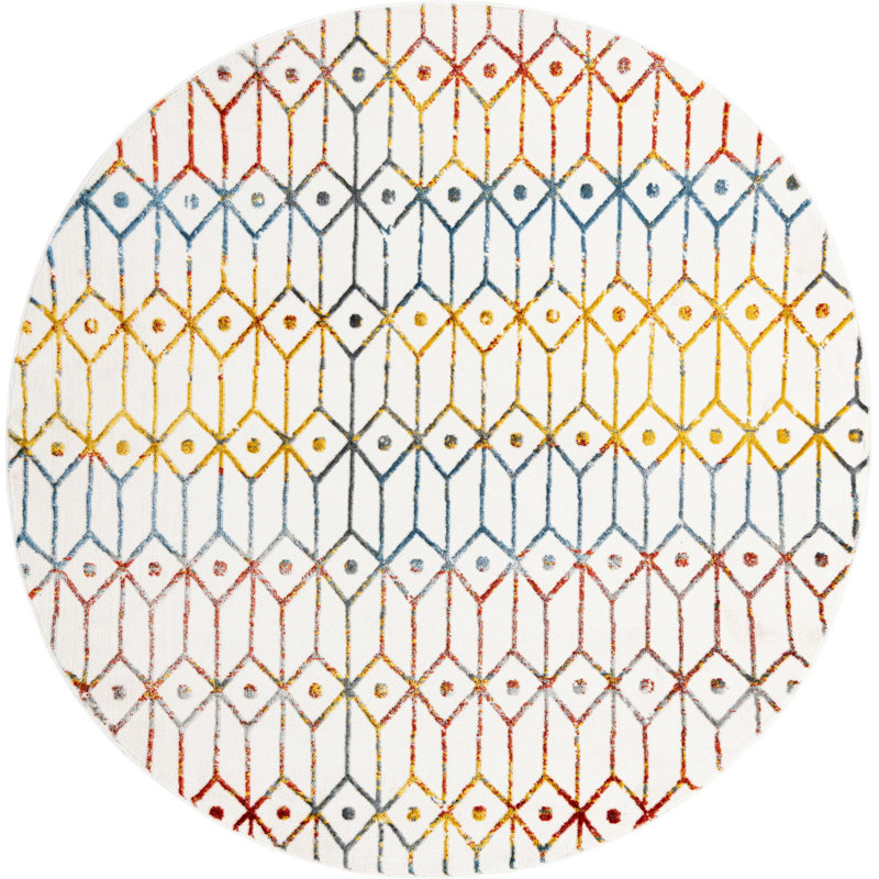 Eshin Abstract Indoor Rug, Round 7'