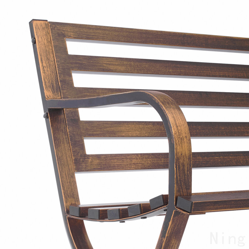 Banc d'extérieur Banc de patio 50 pouces Dossier à lattes en métal pour porche