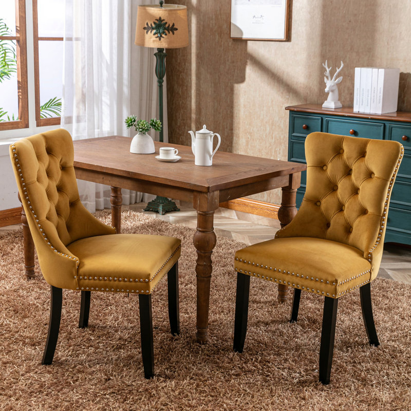 Chaise rembourrée contemporaine en velours, 2 pièces, doré, Sw2001gl - Tissu épais et luxueux pour un look élégant avec un revêtement doré, un dossier confortable