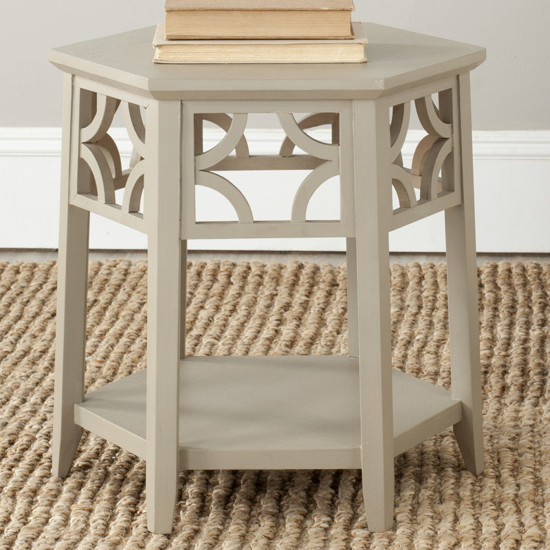 Shirlee Solid Wood End Table, Pearl Taupe