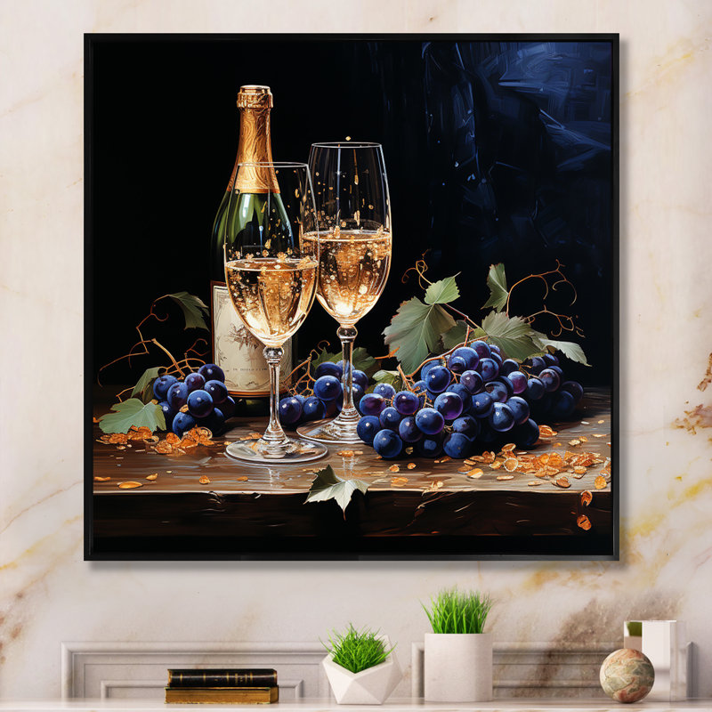 Champagne Christmas Celebration III - reproduction sur toile, H 36 po x l 36 po x P 1,5 po, Cadre flottant noir