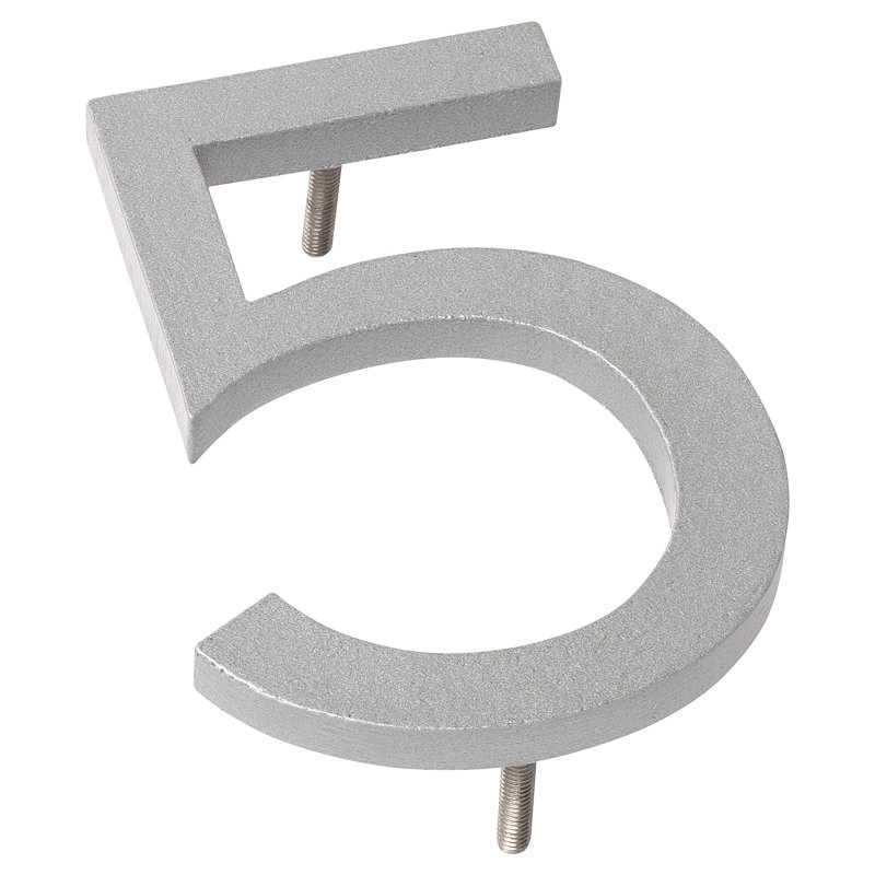 Numéro de maison à fixation flottante 6 po, Argent, 5