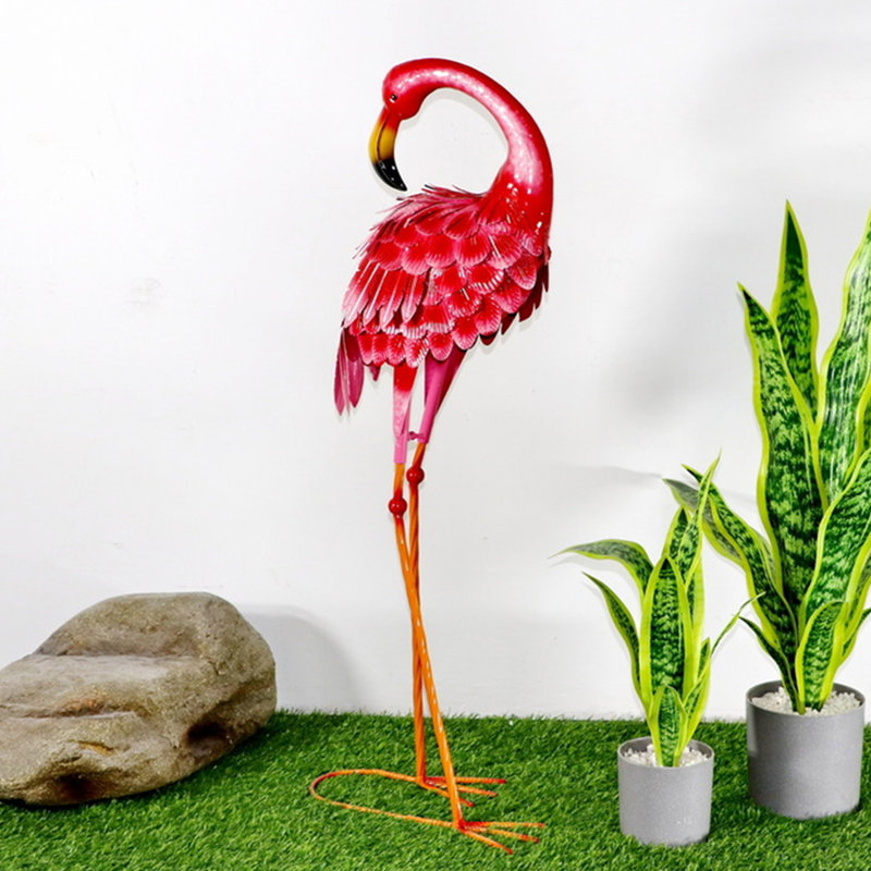 Statue de jardin extérieur flamant rose