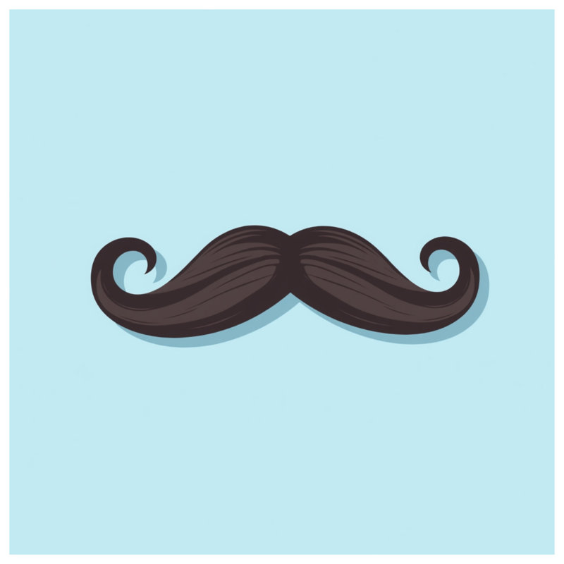 Curled Black Moustache Canvas Gallery Wrap in Many Sizes, 16 x 16 inches